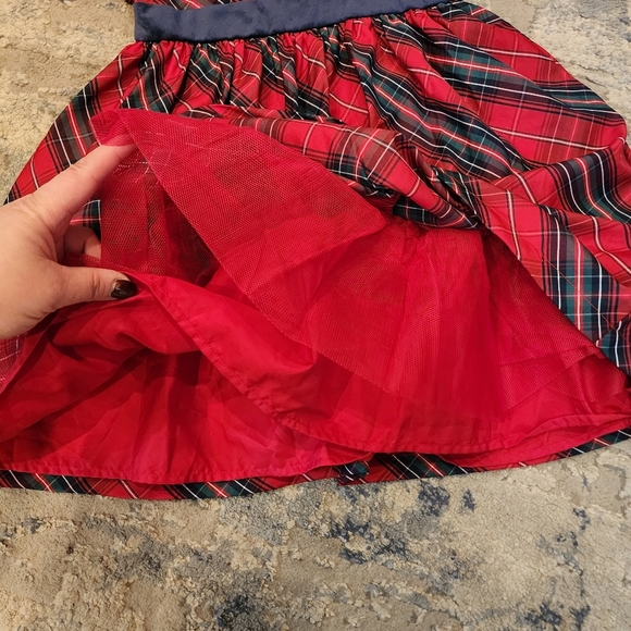 NWT Max Studio Kids Red Christmas Plaid Sateen Dress Velevt Bow Size 6 - Picture 2 of 12